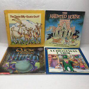 Lot 4 Kids Books Quest Camelot 3 Billy-Goats Gruff Haunted House Christmas Carol